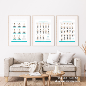 Trio-Reiki-infused Poster chart in Self-Healing, Level 1 treatment and Level 2 Practitioner treatment be Samantha Avery