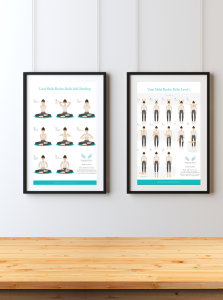 Duo Reiki infused A3 posters of self-healing and Level 1 including the Reikiprecepts